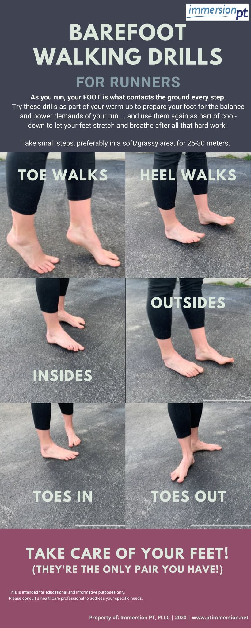 Immersion PT tip sheet: Barefoot walking drills for runners